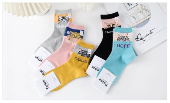 Носки женские тонкие «Turkan» №61503 котик (10 пар)