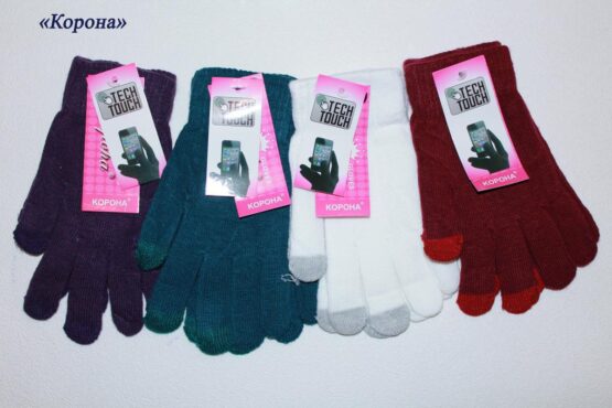 Перчатки женские «Корона» №G7075, G7076 сенсорные (12 пар)