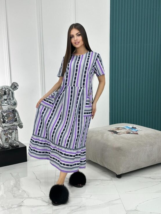 Туника женская «Орхидея» (50-60) полоска, орнамент