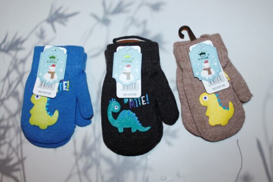 Рукавички детские «Корона» №Е0726 тонкие, динозавр (12 пар)