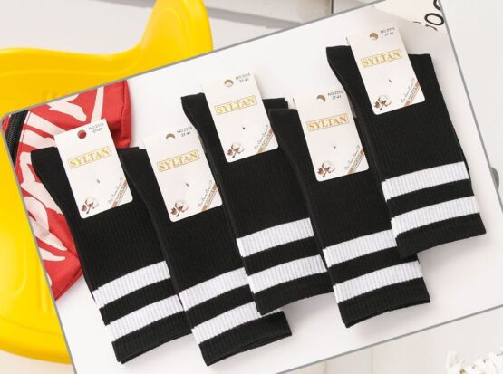 Носки женские тонкие «Syltan» №2315 высокие с полоской (10 пар)