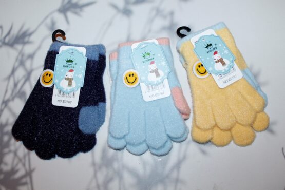 Перчатки детские «Корона» №Е0767 смайл, блеск (12 пар)