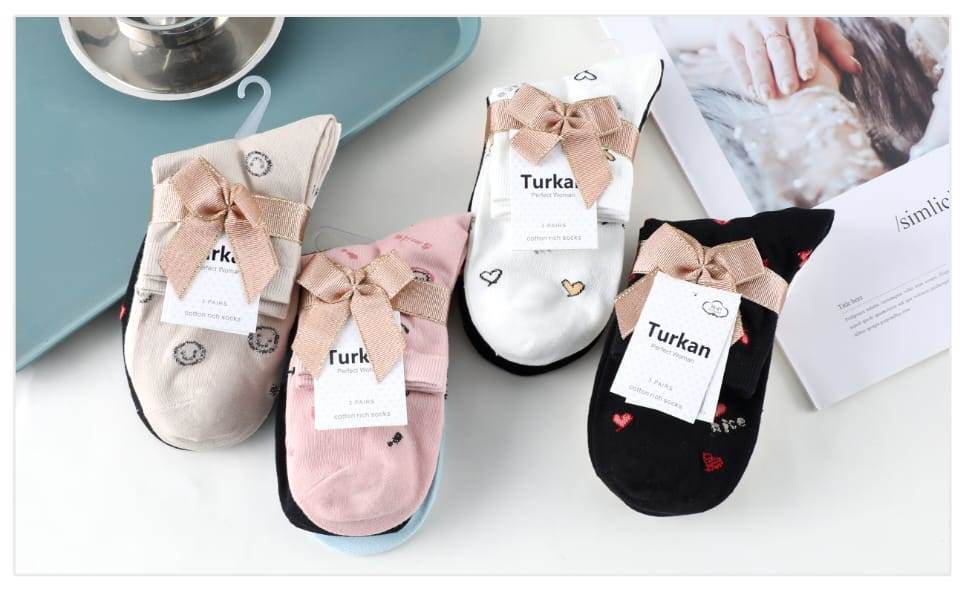 Носки женские тонкие «Turkan» №6687, 6689, 6680 с бантиком (12 пар)