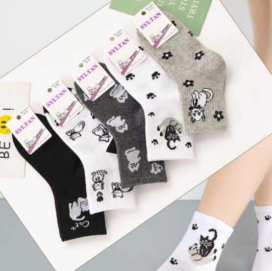 Носки детские тонкие «Syltan» №3979 (6-8, 8-10, 10-12) котик (10 пар)