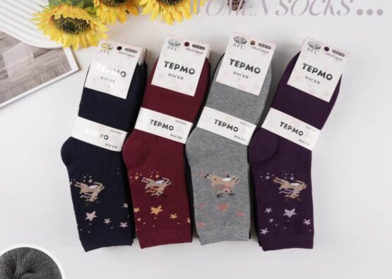 Носки женские теплые «BFL-махровые, 3 пары» №НВ с рисунком (12 пар)