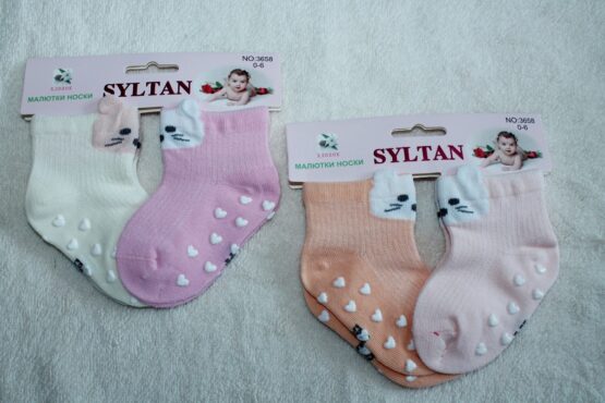 Носки детские тонкие «Syltan» №3583, 3619 (0-6, 6-12) с тормозами (12 пар)