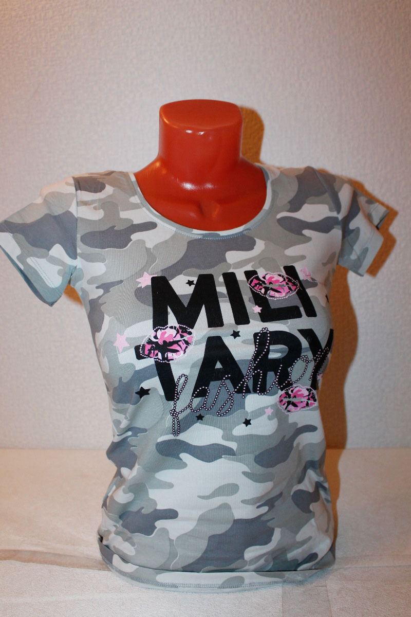 Футболка женская «T-SOD» №3374, 3440 (M-2XL) камуфляж, принт