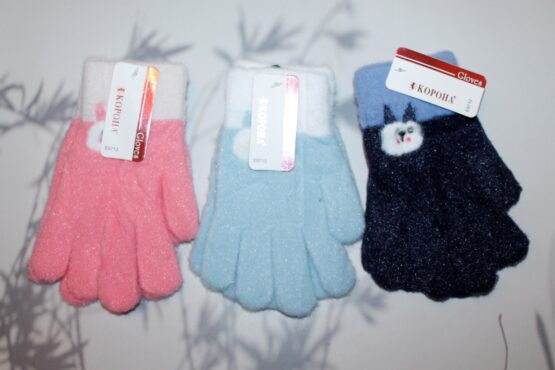 Перчатки детские «Корона» №Е5053, 0712 с блеском (12 пар)