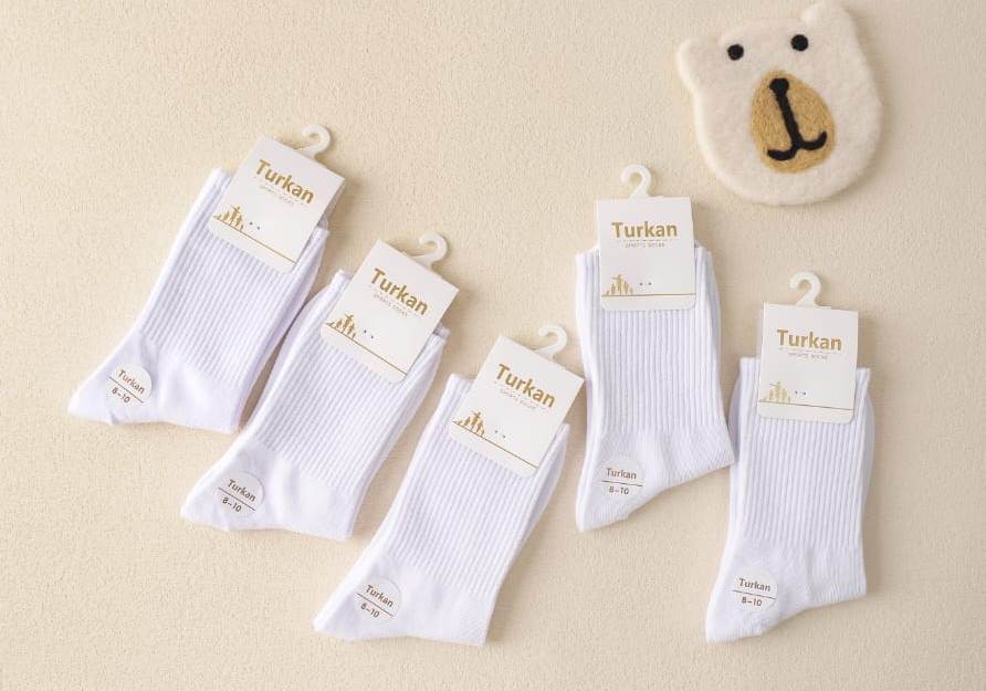 Носки детские тонкие «Turkan» №429 (6-8, 8-10, 10-12) белые (10 пар)