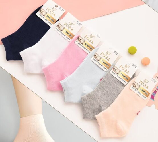 Носки детские тонкие «Роза» №3359 (8-10, 10-12, 12-14) однотонные, короткие (12 пар)