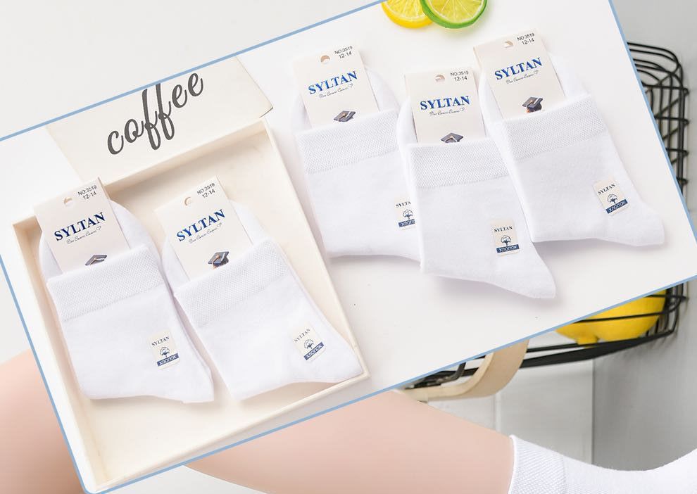 Носки детские тонкие «Syltan» №3519 (8-10, 10-12, 12-14) белые (10 пар)