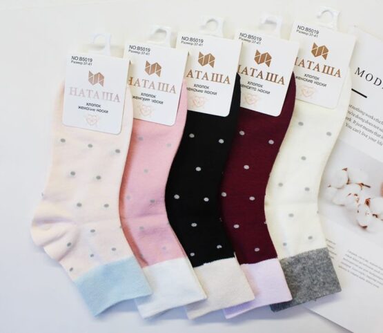 Носки женские тонкие «Наташа» №5019 горошек (10 пар)