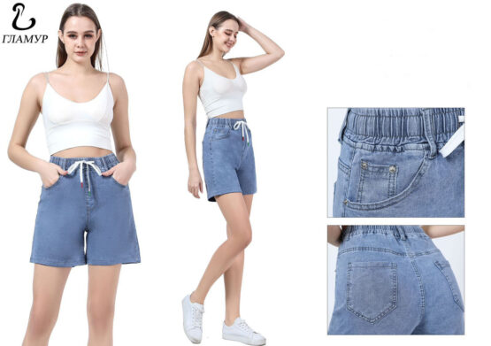 Шорты женские «Гламур» № 5951 (32-42) джинс