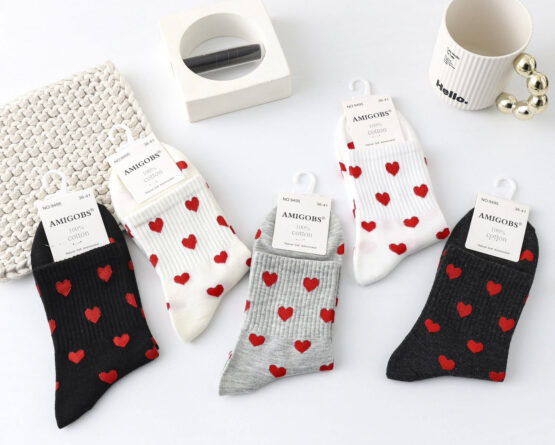 Носки женские тонкие «Amigobs» №1834, 9495 сердечко (10 пар)