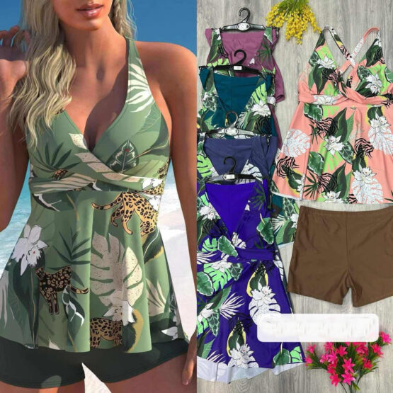 Купальник женский раздельный платье №7293 (48-56)