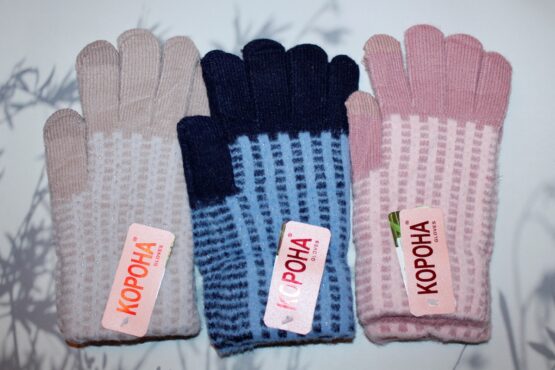 Перчатки женские «Корона» №G7676 двойные полоски (12 пар)