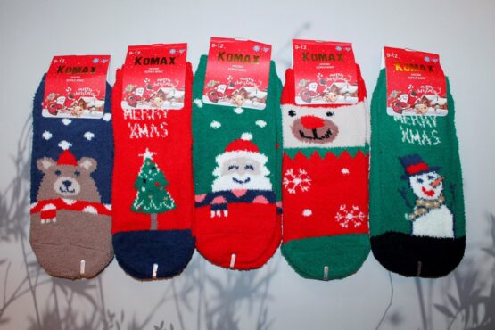 Носки детские теплые «Komax» №123 (5-8, 9-12) травка, Новый год (10 пар)