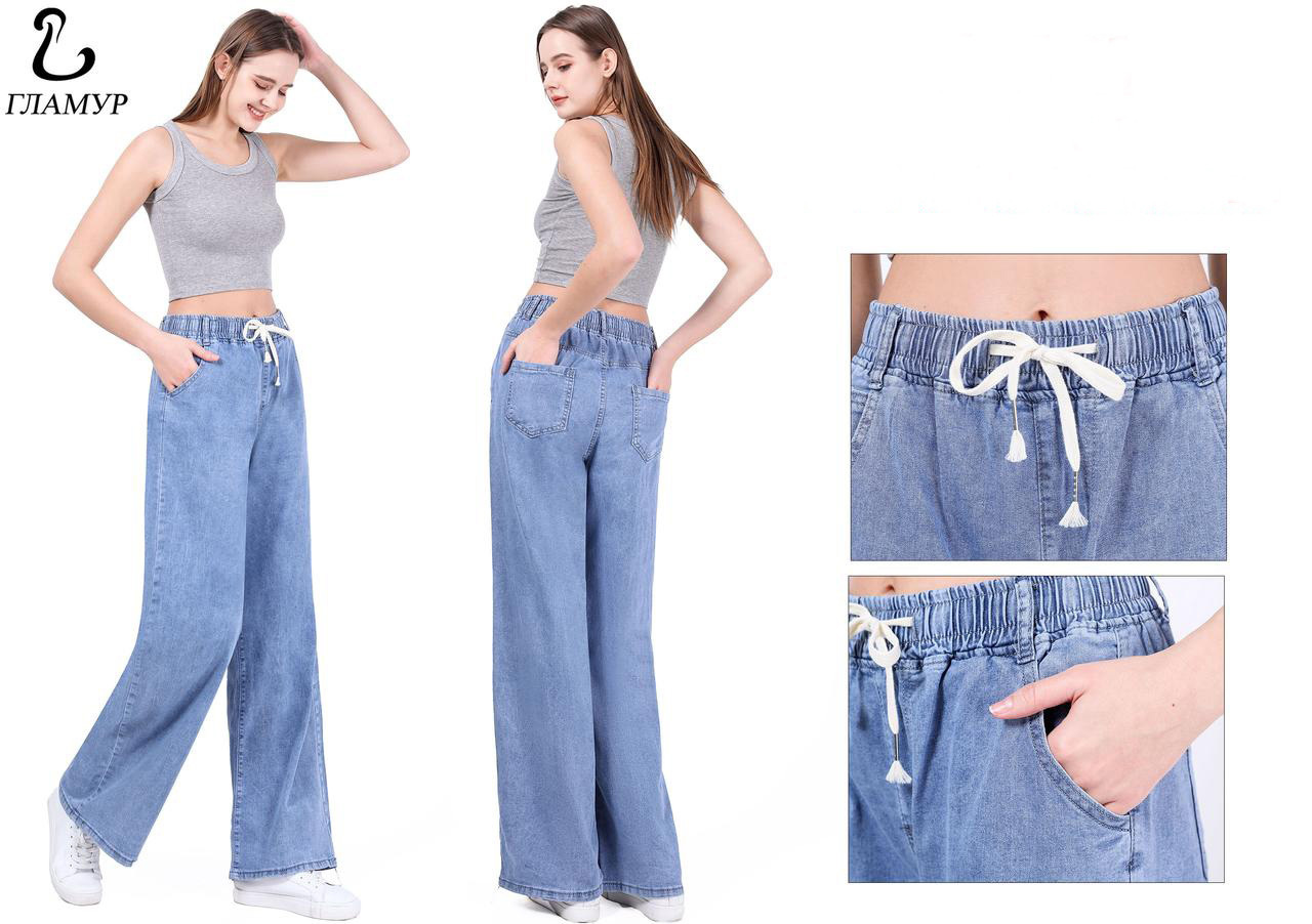 Брюки женские «Гламур» №5816 (S-3XL) джинс, широкие