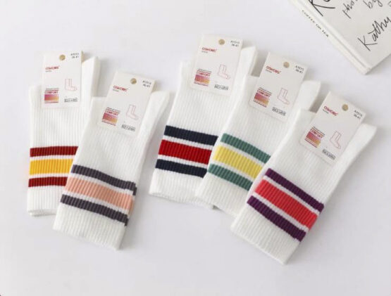 Носки женские тонкие «Osko» №А1513 белые с яркой полоской