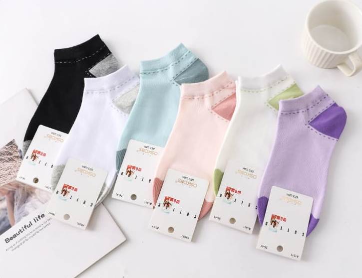 Носки женские короткие «Osko» №1511 цветная пятка (12 пар)