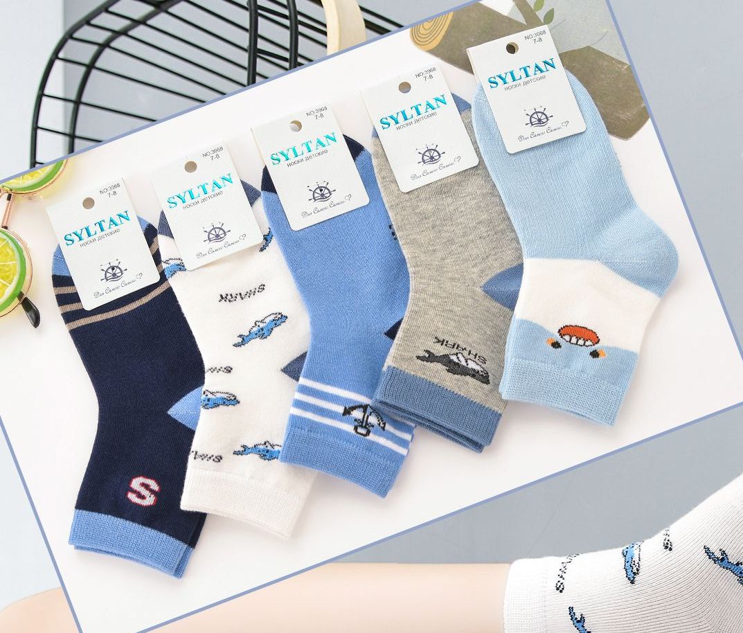 Носки детские тонкие «Syltan» №3968 (3-4, 5-6, 7-8) морские (10 пар)