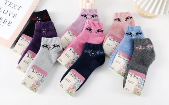 Носки женские теплые «Elise’s» №В207 короткие, ангора (12 пар)