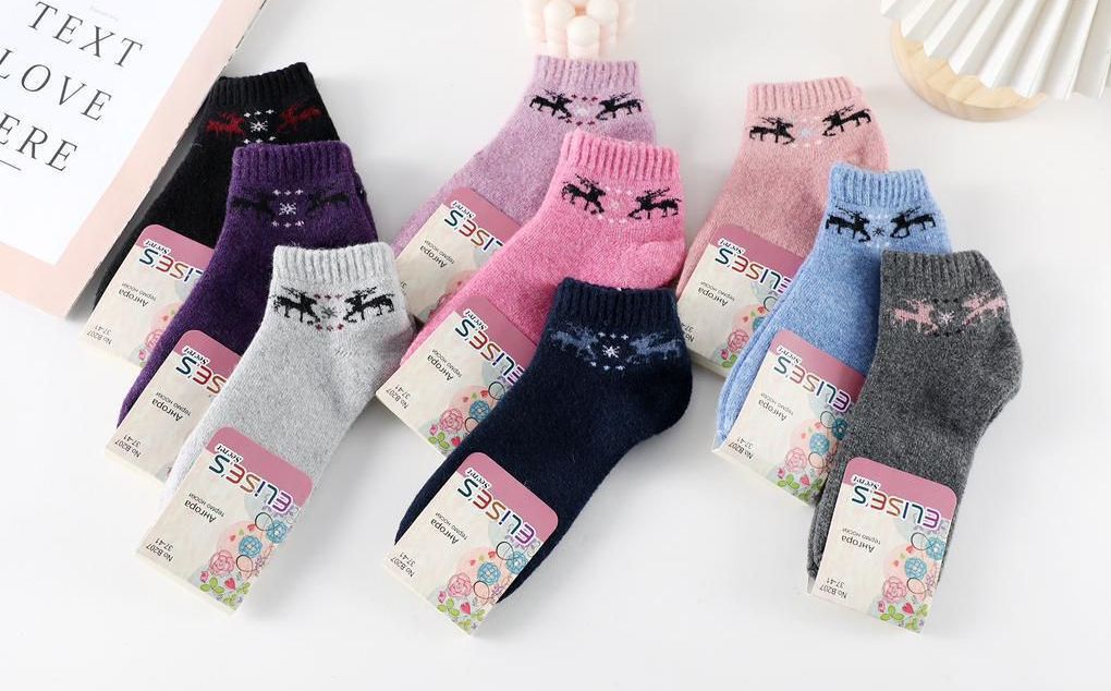 Носки женские теплые «Elise’s» №В207 короткие, ангора (12 пар)