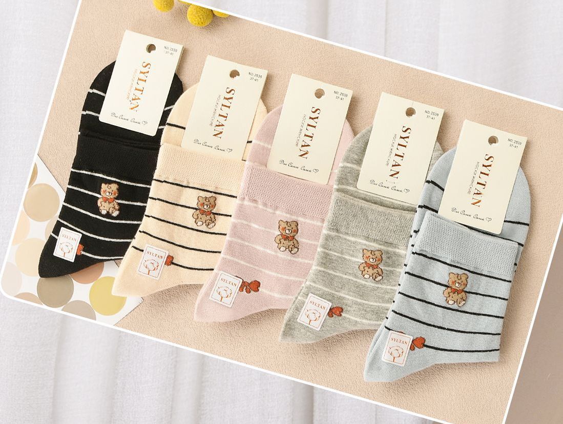 Носки женские тонкие «Syltan» №2539 мишка (10 пар)