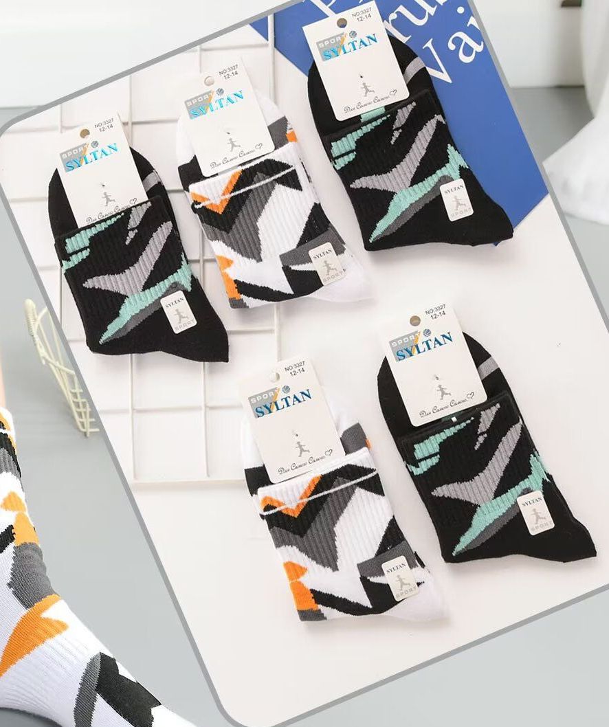 Носки детские тонкие «Syltan» №3327 (8-10, 10-12, 12-14) геометрия (10 пар)